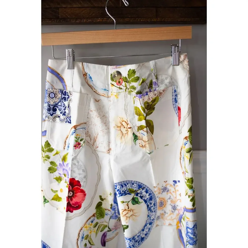 Anthropologie The Colette Cropped Wide-Leg Pants Magic Fabric Edition 28 Floral - Picture 5 of 9